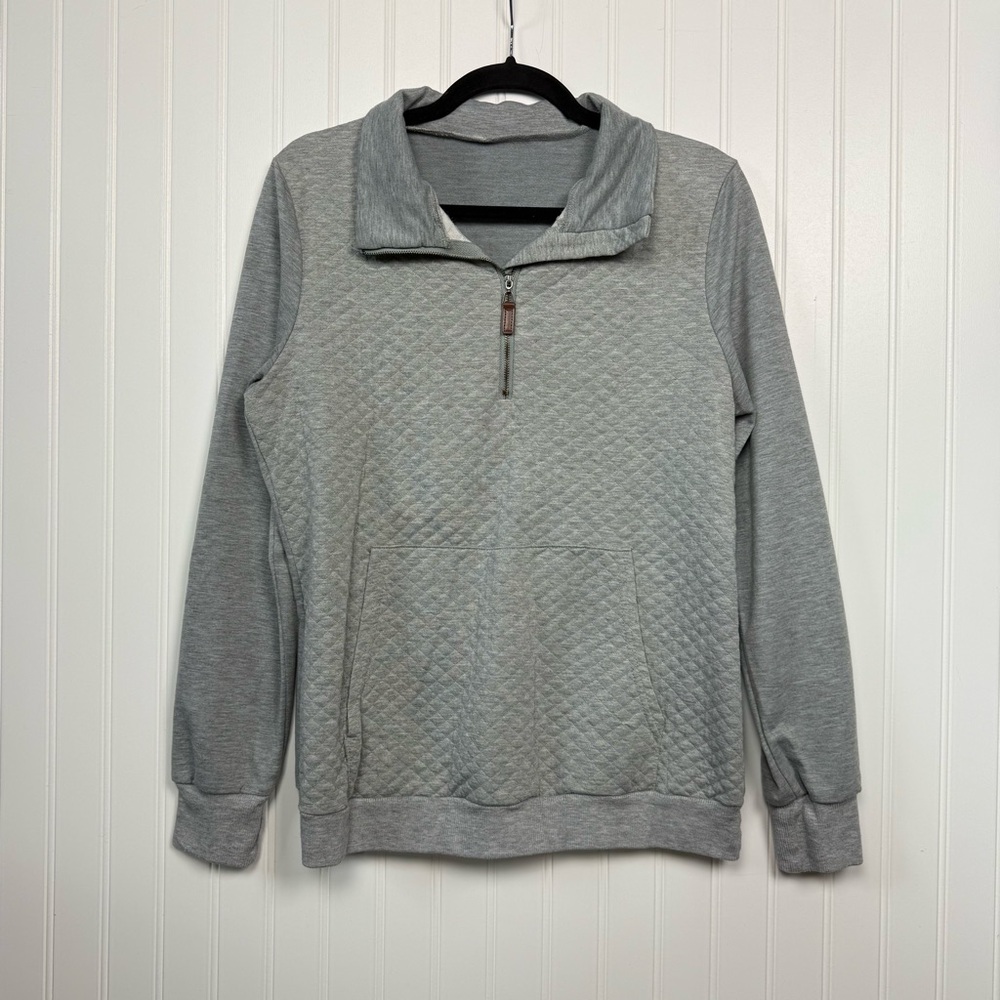 Women's Pullover Lightweight Size Medium Gray Pullover Textured Sweatshirt Top